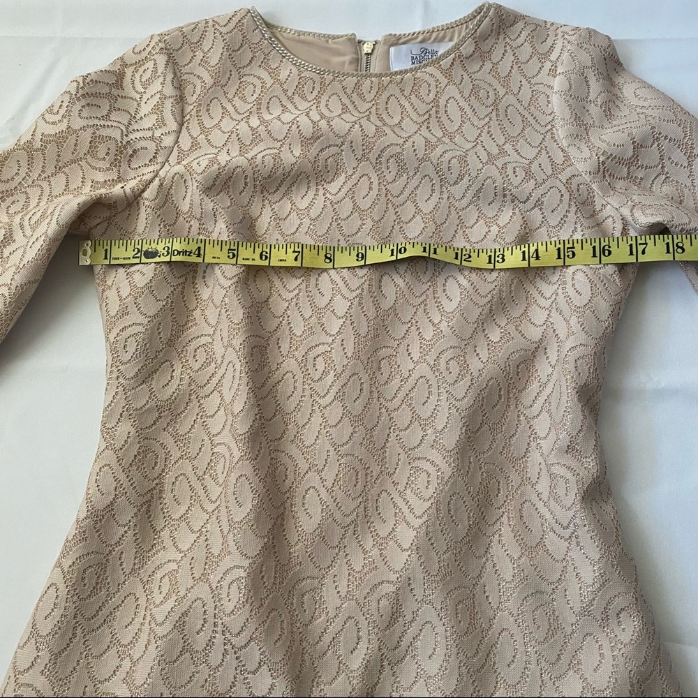 Belle Badgley Mischka gold lace overlay cocktail party dress women’s size 6 - Picture 4 of 13